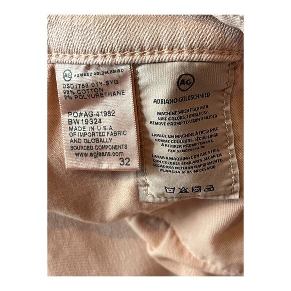 AG Adriano Goldschmied jeans The Isabelle high rise straight crop pink size 32 - Picture 6 of 7